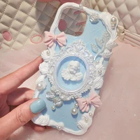 handmade customized case for samsung galaxy s20 fe diy phone cover s21 ultra bowknot agnel photo frame cream shell s20 girl gift