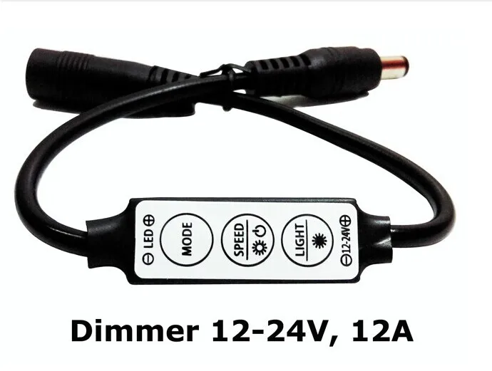 New 50pcs/lot  Mini LED dimmer12V-24V/12A 3 keys black, LED controller switch for single color LED strip light brightness adjust
