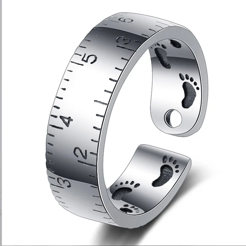 

High Quality Creative Ruler Pure 925 Sterling Silver Rings For Women Statement Footprint Crave Ring Party Gifts Fashion Jewelry