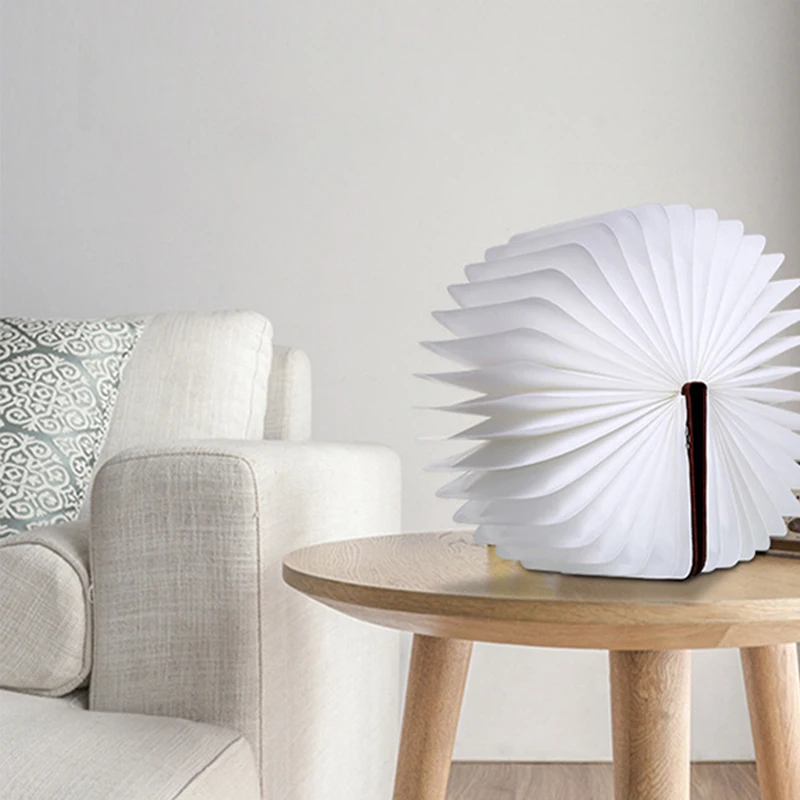 

Folding Book LED Night Light Bluetooth Music Touch Dimming Discoloration Creativity Art Wood Grain Ambient Lamp Gift Home Bar