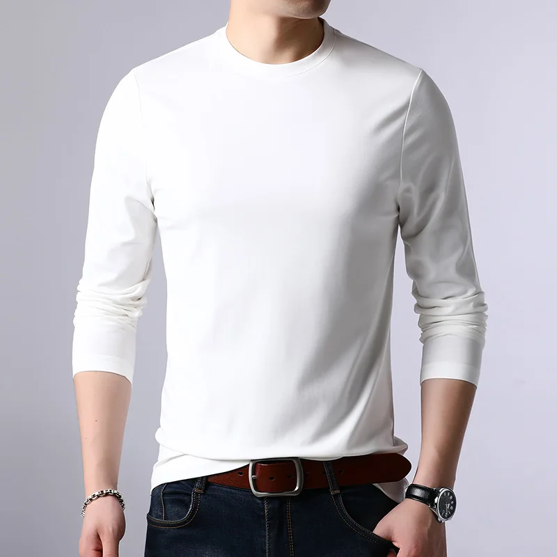 

2021 new spring autumn tops tees male T shirt men long-sleeved round neck cotton t shirts 880515-928