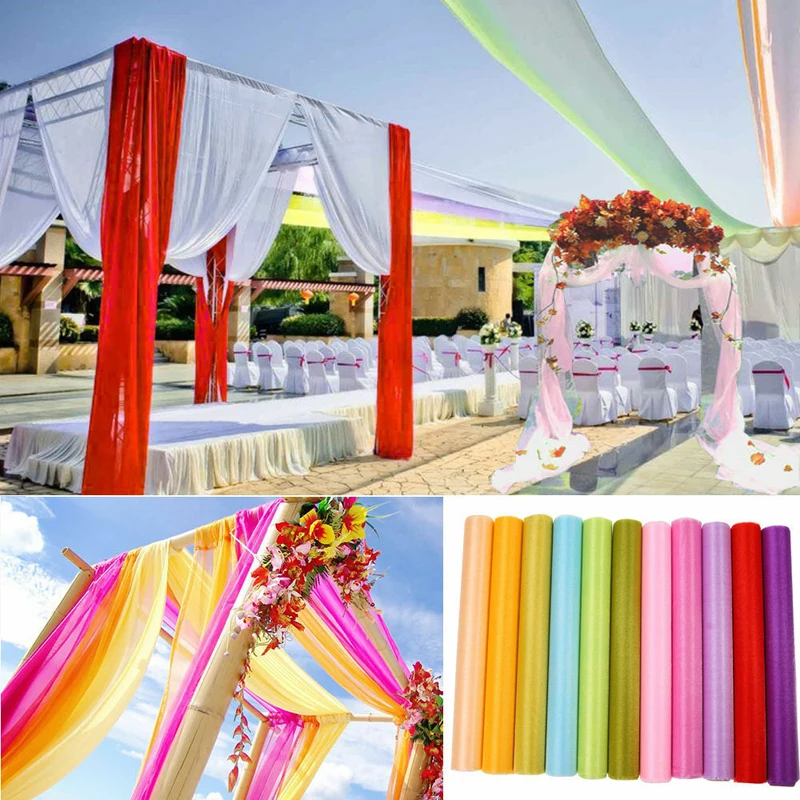 10 м разноцветная блестящая сетчатая пряжа Марля Снежная для DIY букет цветов