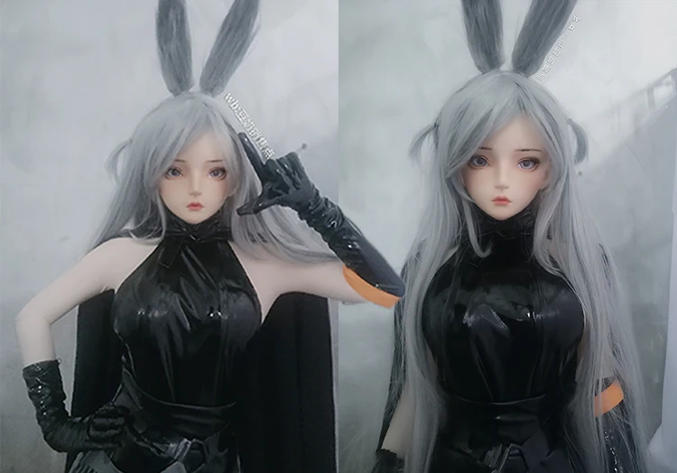 

(Dollkii 45) Women Girl Silica Gel Cosplay Transsexual Half Head Kigurumi Mask Party Crossdresser BJD Doll Mask