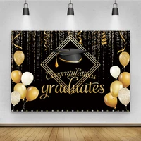laeacco congratulations 2022 graduation party decor poster gold balloon ribbons black photography backdrop vinyl background
