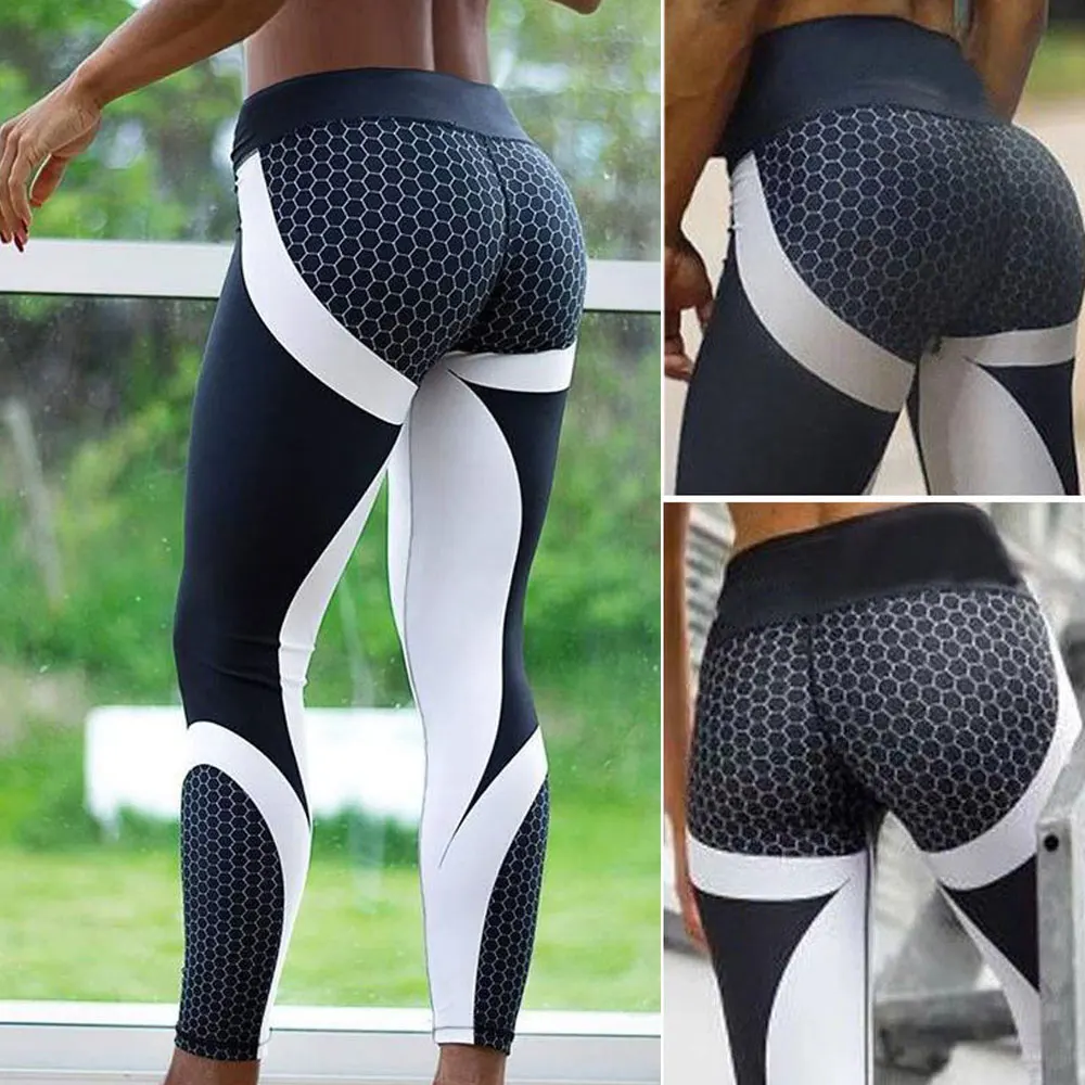 JGS1996 штаны для йоги с сотовым принтом женские спортивные Леггинсы эффектом пуш ап