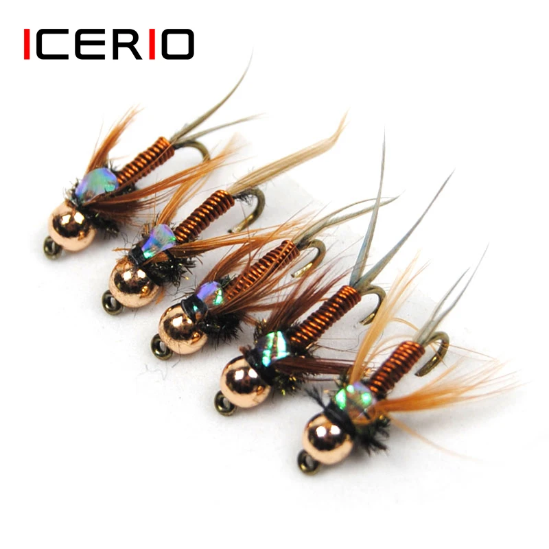 ICERIO, 10 шт., медный, медный, John Fly, латунный, BeadHead, Nymphs, крючок для ловли форели, приманки для ловли нахлыстом