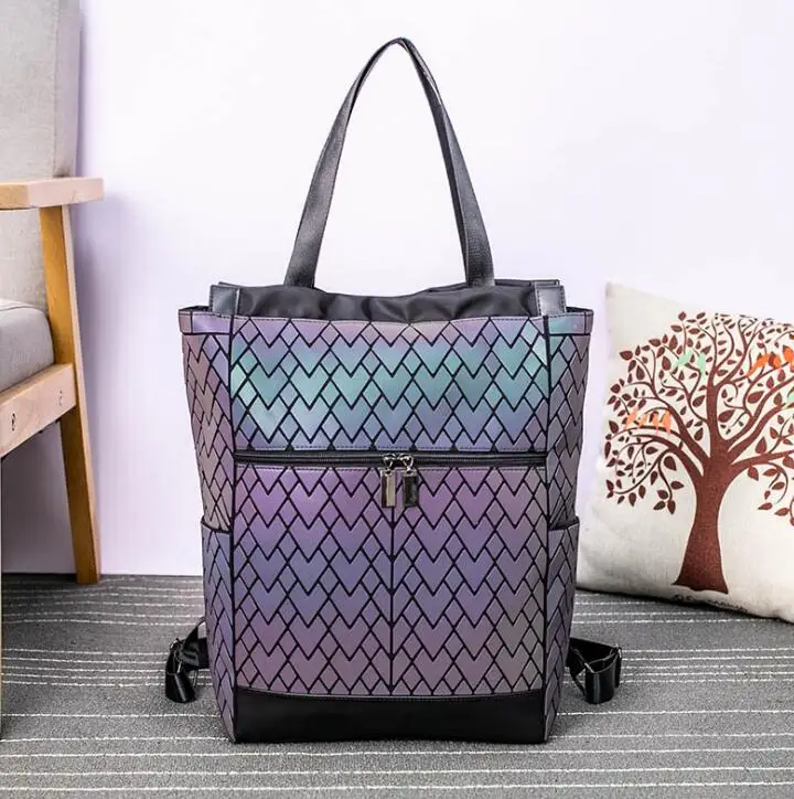 

Модный Роскошный рюкзак с геометрическим рисунком, Женский Светящийся рюкзак, Вместительная женская сумка, Студенческая сумка через плечо,...