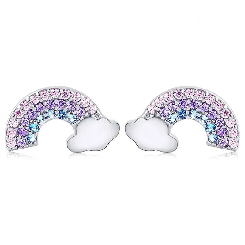 

Trendy Unicorn Earringsfor Women Simple Cat Love Rainbow Zircon Ear Stud Earrings New Arrival 2021 Wedding Jewelry Accessories