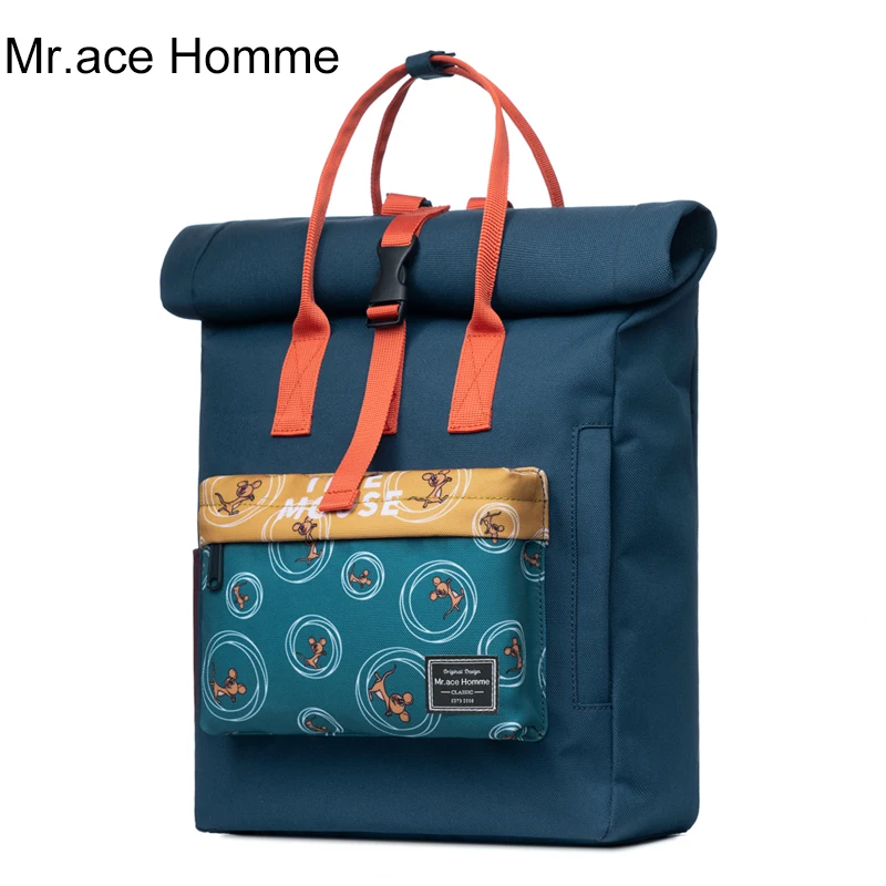 Mrace Homme синий рюкзак с принтом мыши для женщин школьная сумка девочек из