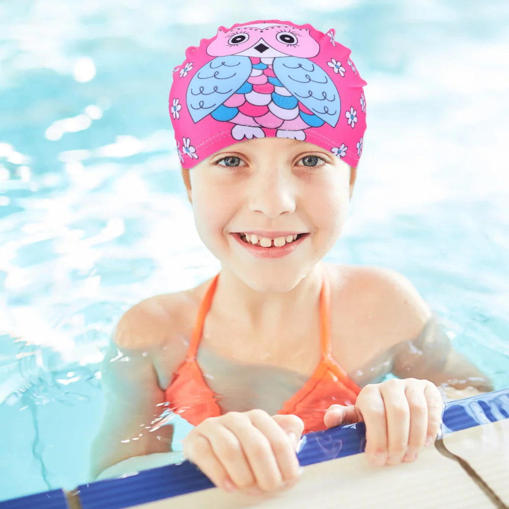 

3pcs Kids Printing Swimming Cloth Caps Cartoon Elastic Swim Caps Bathing Caps