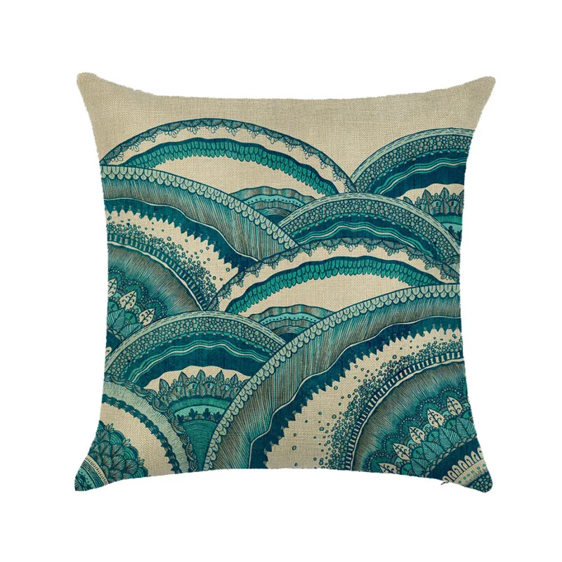 Синий с волнистым рисунком для диванных подушек наволочки геометрическим узором