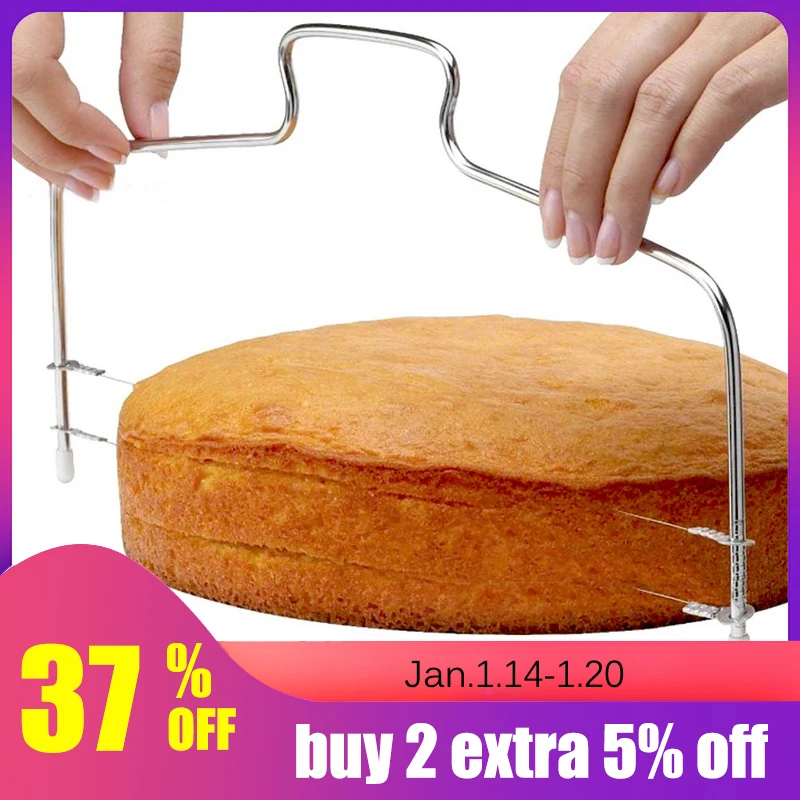 1 шт. двухстрочный регулируемый нож для вырезания тортов из нержавеющей стали