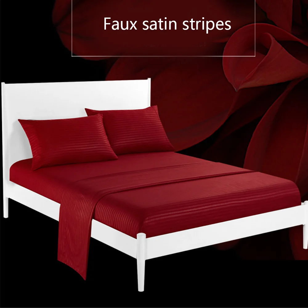 Комплект постельного белья из 4 предметов микрофибры с начесом в полоску