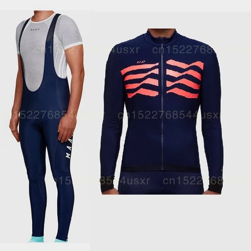 Фото цвет MAAP Велоспорт Джерси наборы мужская команда с длинным рукавом велосипед