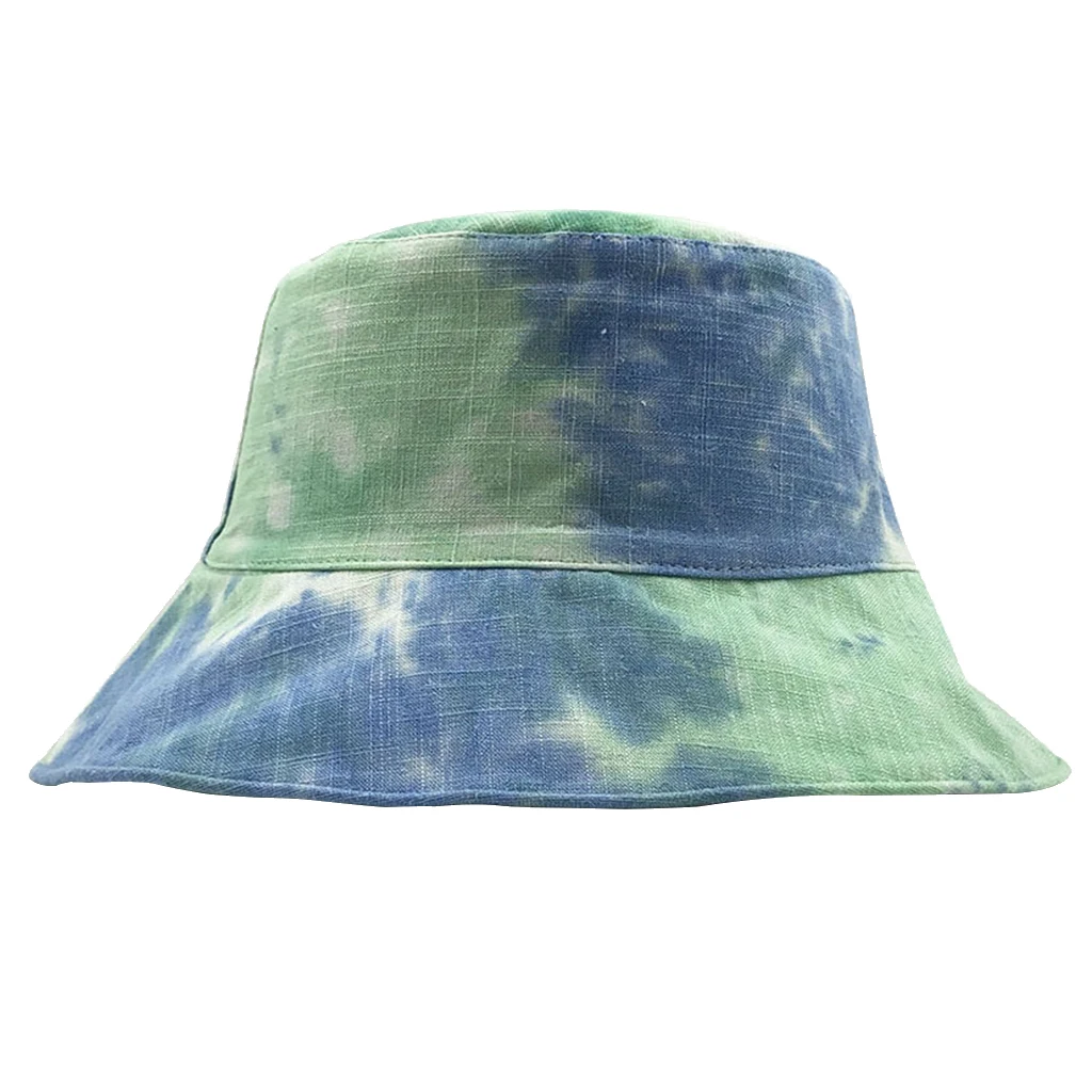Unisex Multicolored Printed Bucket Sun Hat Packable Fisherman Cap Summer Tie Dye Fashion Trend Leisure Sunshade