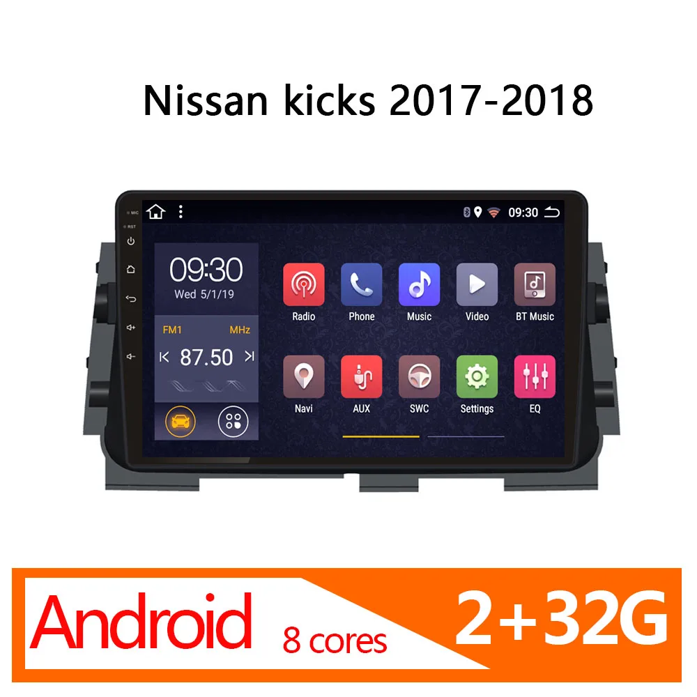 Мультимедиа для авто Nissan kicks 2017 2018 1 din android 2 + 32G 8 ядерный автомобильный Стерео