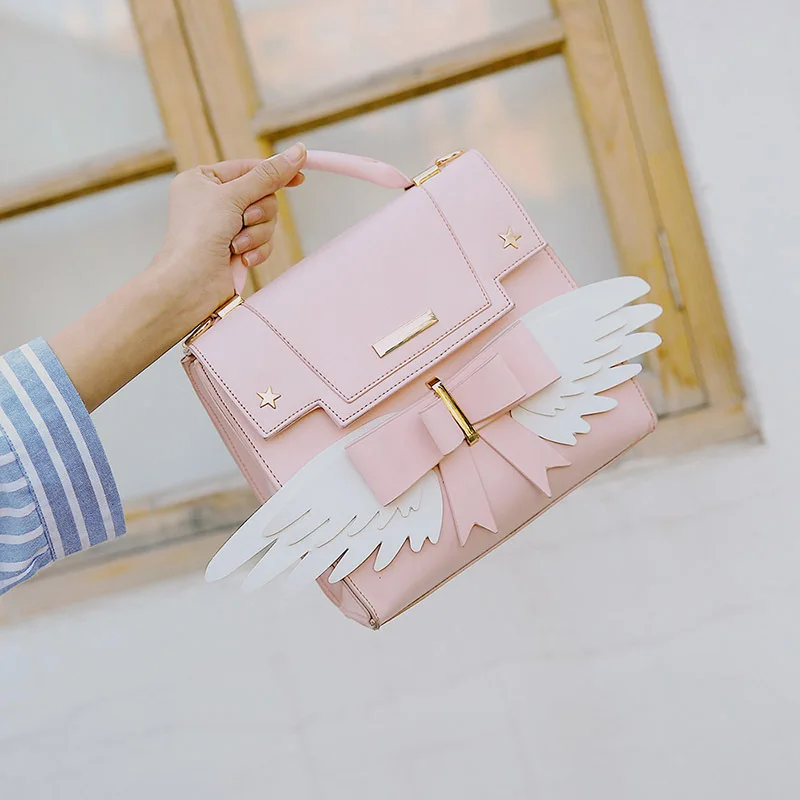 

2021 Summer New Shoulder Bag Female Japanese Cute Kawaii Pink Messenger Bag Wing Handbag Personality All-Match Female Bag