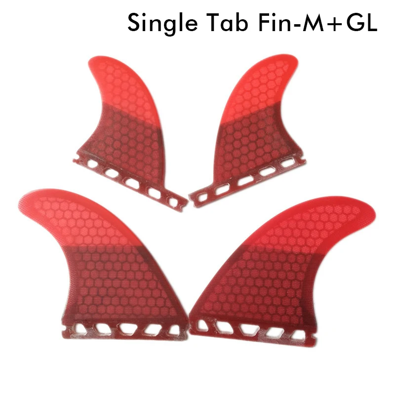 Single Tabs M+GL fins Quad-Fins Honeycomb Fiberglass surfboard fin 4 in per set Red color | Спорт и развлечения