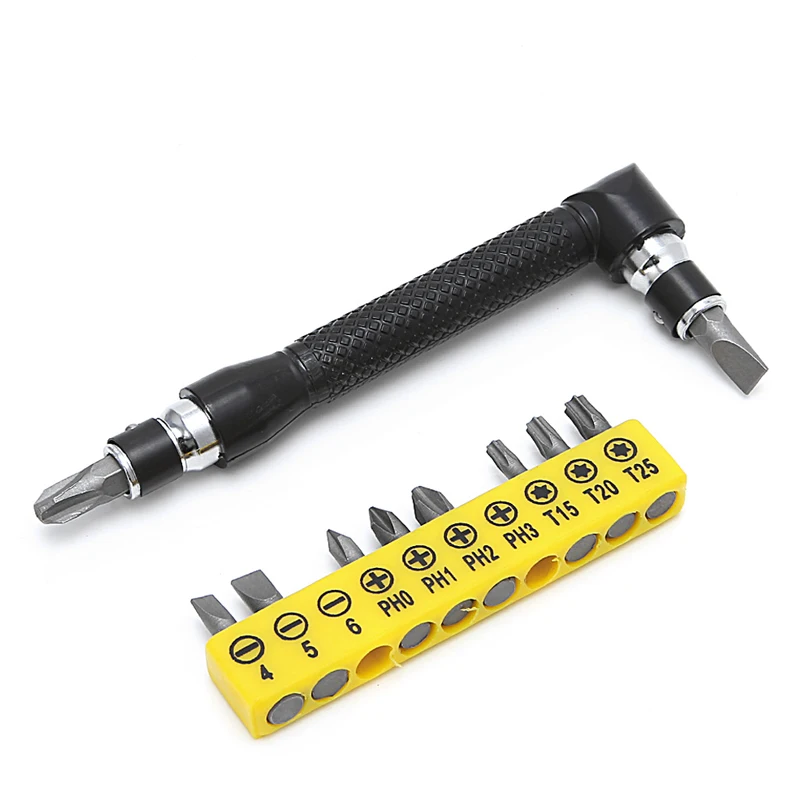 

10 in 1 Socket Screwdriver L-shaped Angle Head Twin Wrench Driver Torx Flat Bit Screwdriver Set Parafusadeira Drop Ship