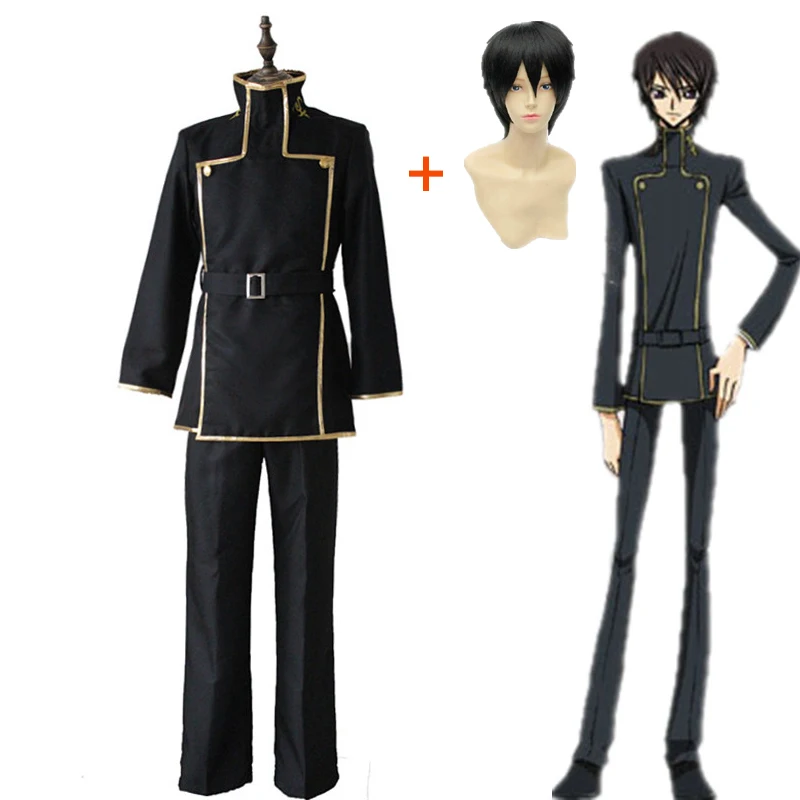 Костюм для косплея Lelouch с париком школьная форма в японском стиле чёрный мужской