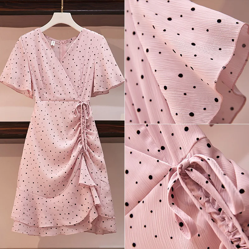 Новое корейское летнее платье с v-образным вырезом и кромкой лотоса 2019 | Женская