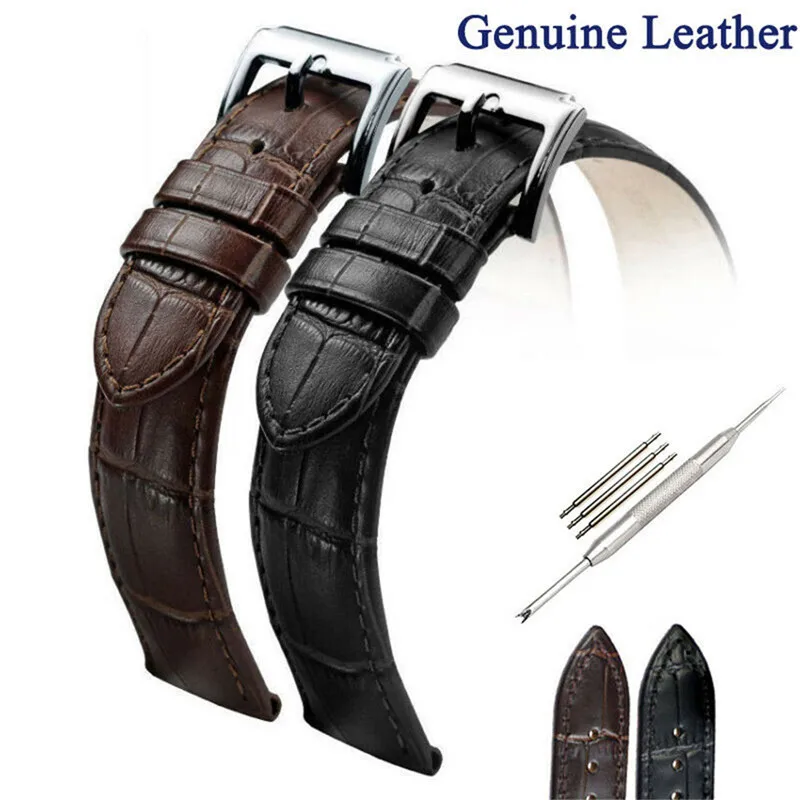 

Jovivi Waterproof Genuine Leather Watchband Dark Brown Black Vintage Watch Strap Watches Accessories 16mm 18mm 20mm 22mm 24mm
