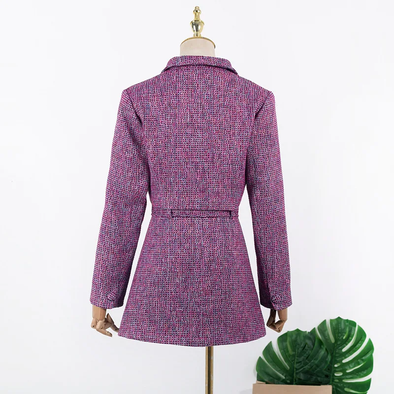 Комплект женский из двух предметов элегантный короткий пиджак с длинным рукавом