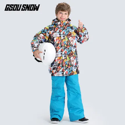 Детский лыжный костюм лыжная куртка и штаны для мальчиков водонепроницаемый
