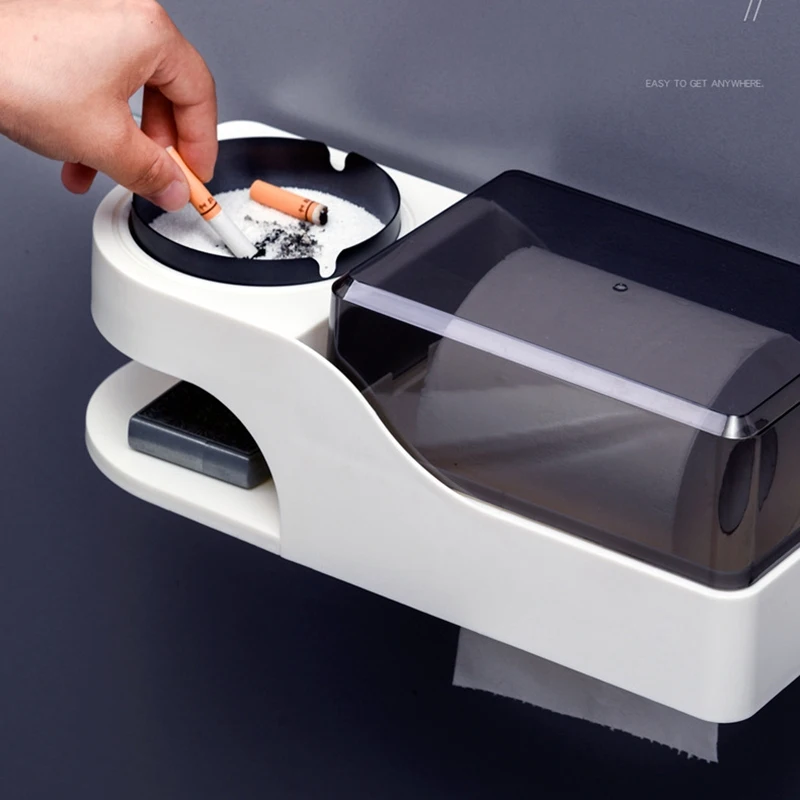 

Household Waterproof Toilet Paper Holder for Wall Mounting Toilet Paper Tray Storage Box with Ashtray CNIM Hot