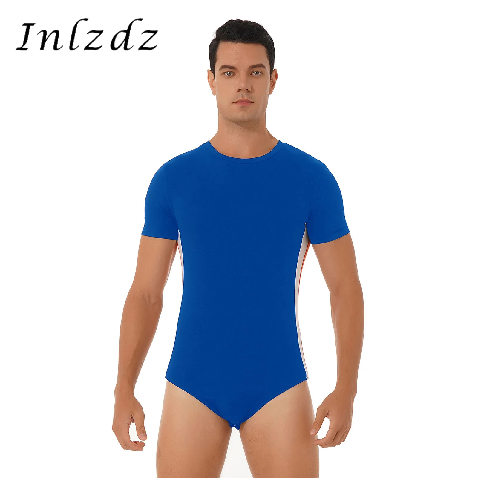 

Mens Sports Jumpsuit Summer Breathable Round Neck Short Sleeves Press Buttons at Crotch Casual Bodysuit for Running Gym Workout