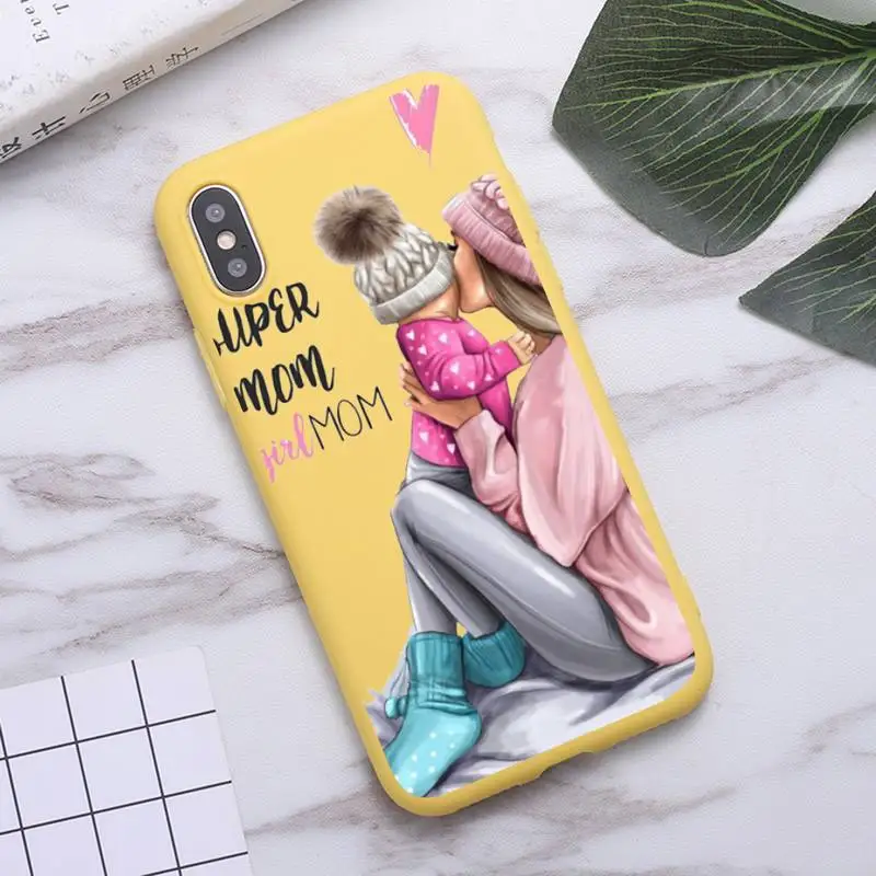 

Fashion Super Dad Mom Baby Girl Phone Case Candy Color for iPhone 6 7 8 11 12 s mini pro X XS XR MAX Plus