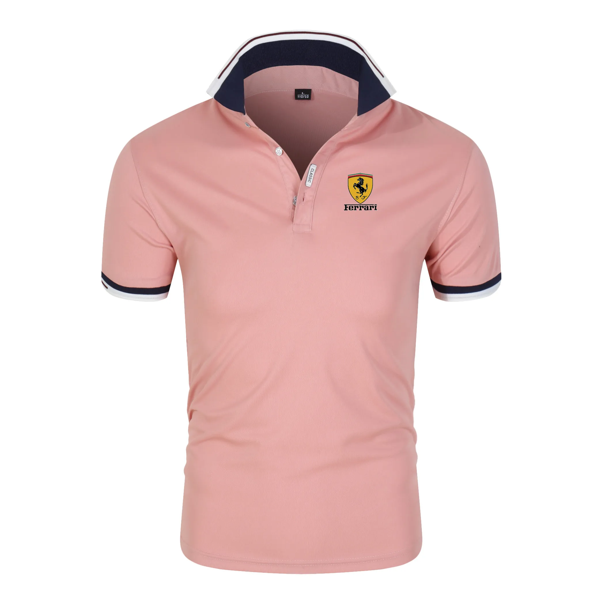 

2021 Summer New Men's Red Ferrari Fashion Business Casual Short Sleeve Polo Shirt Slim Breathable Soft High Quality Polo Shirt
