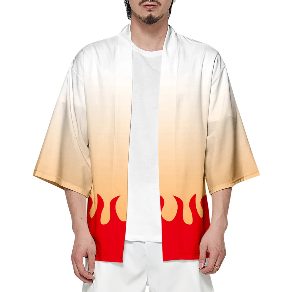 

Унисекс Demon Slayer Kimetsu no Yaiba Rengoku Kyoujurou кардиган косплей кимоно хаори пальто рубашка