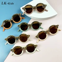 new ins popular round leopard frame sunglasses kids children green pink boys girls baby shades uv protection gafas de sol uv400