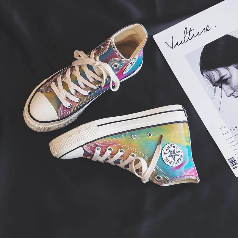 Модная шикарная парусиновая обувь с высоким берцем Новое поступление 2019 года