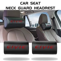 for honda civic logo badge 2pcs car headrest carbon fiber neck rest pillow auto seat head neck support cushion pads accessories