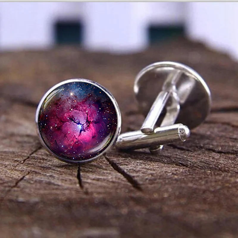 Новинка 2018 запонки в виде фиолетовой туманности высококачественные модные