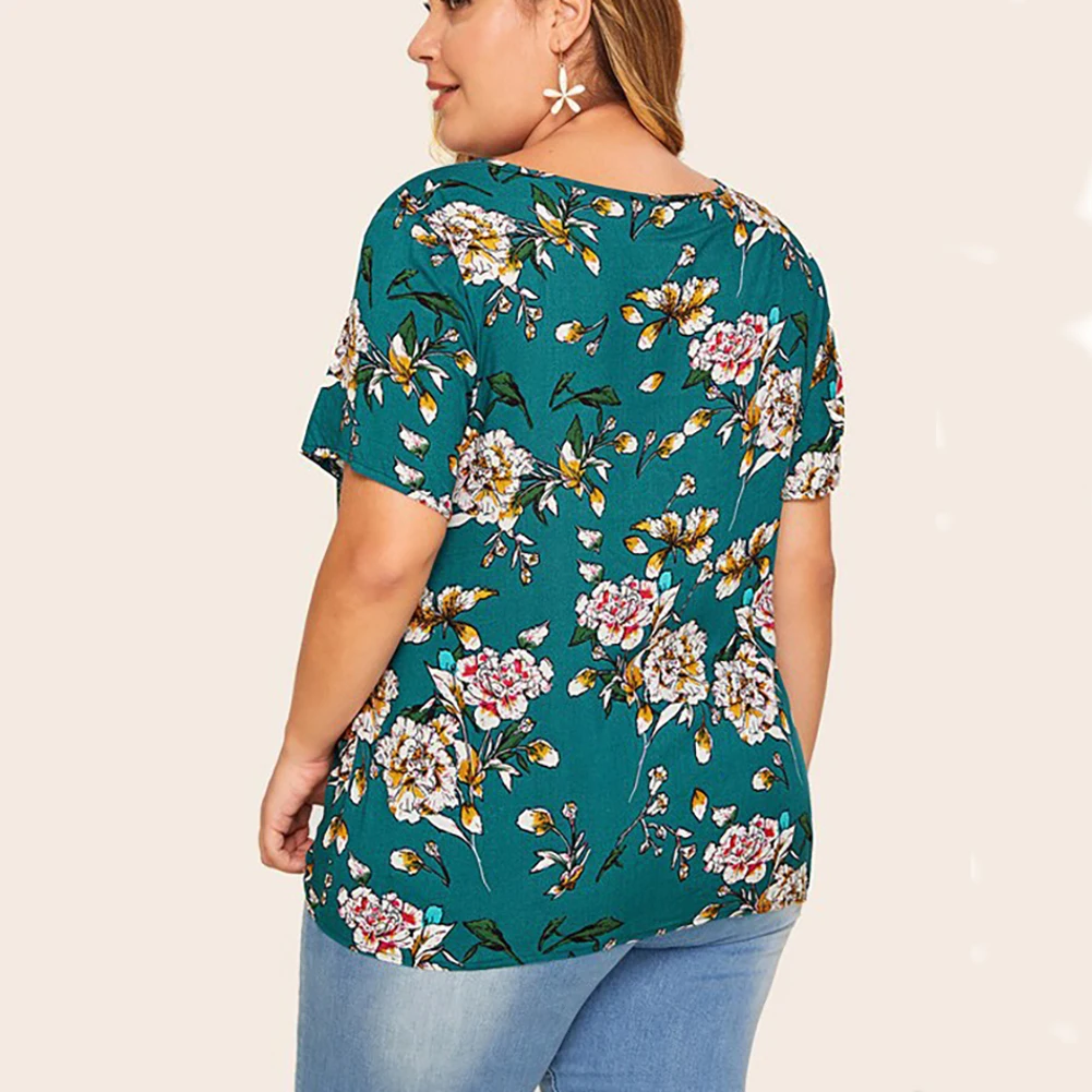 Женская льняная блузка с коротким рукавом и V-образным вырезом | одежда