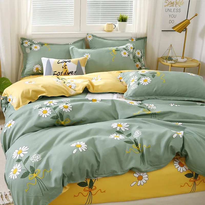 

cotton wool four-piece dormitory students three sets of aloe cotton bedding gifts bedsheet set cute bed sheets