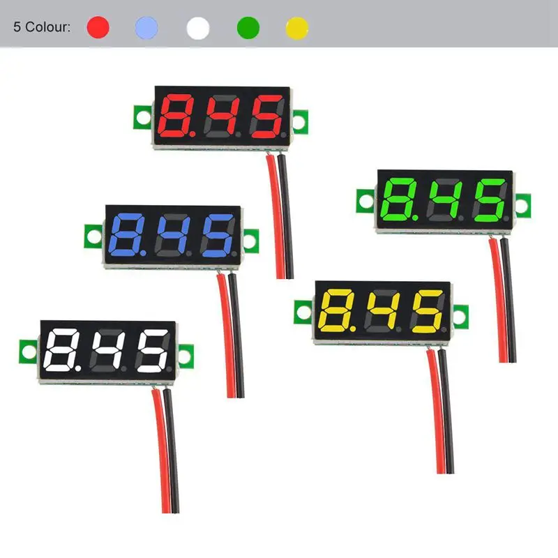 5Pcs Mini Digital DC Voltmeter 0.28 Inch Two-Wire 2.5V-30V Voltage Tester Meter 5 Colours | Инструменты