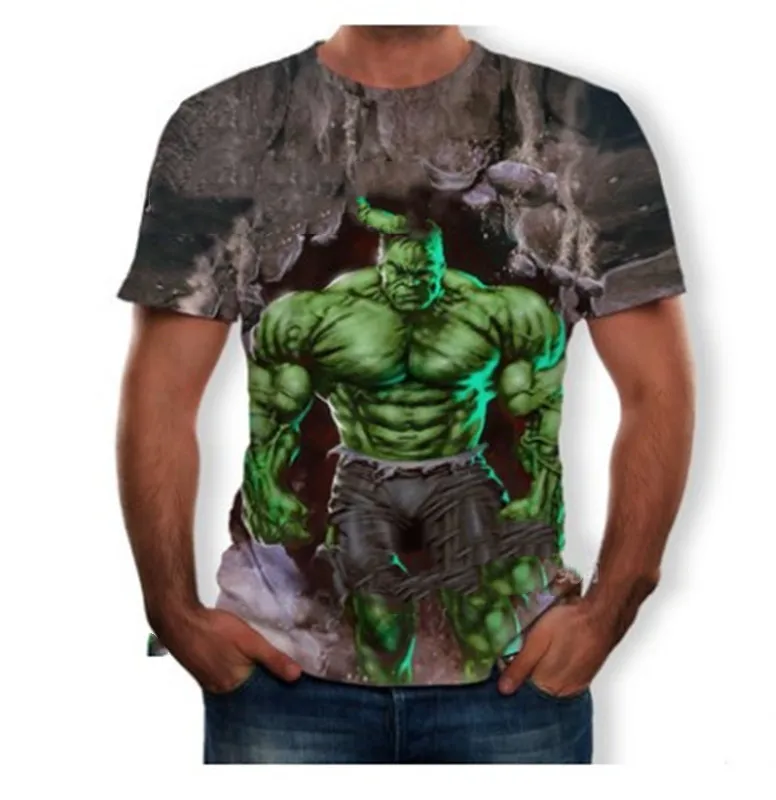 Летняя новая 3D Футболка Мужская Уличная Досуг печатная черная с коротким рукавом