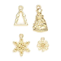 2021 trend christmas charms christmas snowflake gold color metal charm for women jewelry necklace making fidnings20 pcs