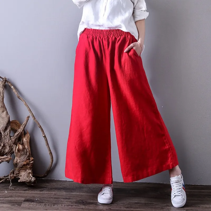 Летние брюки из хлопка и льна 2022 модные женские до щиколотки повседневные