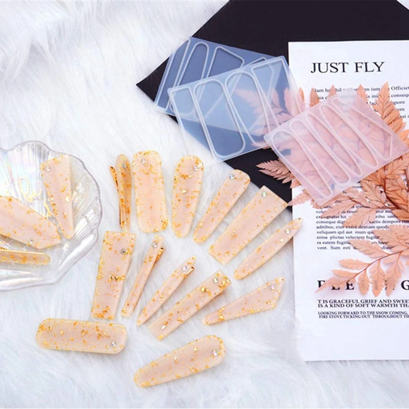 

1 Set Hair Clip Molds Silicone Molds with Hairpin Accessories & 1 Pcs DIY Spring Letters Resin Mold