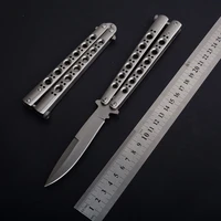 new fashion 440c blade folding camping outdoor knife pocket no edge balisong hunting training survival tactical edc kitchen tool