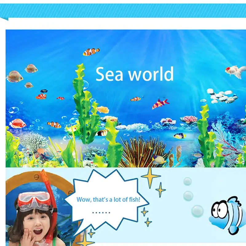 Наклейки для декорации из ПВХ подводная Рыба Акула лодка черепаха пузырьки