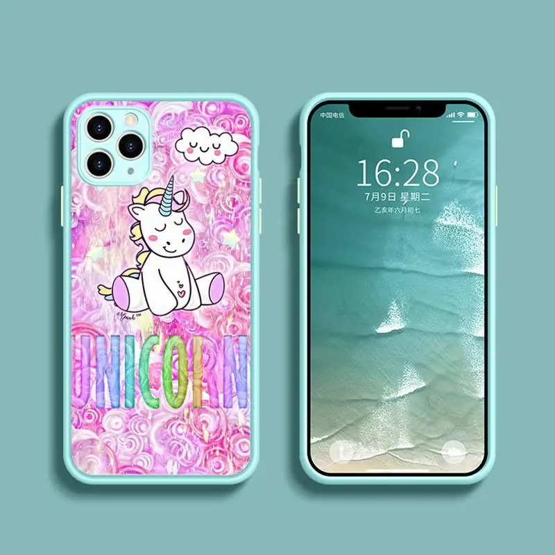 

Rainbow Unicorn Phone Case Transparent Matte For IPhone 7 8 11 12 S Mini Pro X XS XR MAX Plus Cover Shell