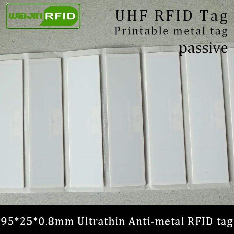Ультратонкая антиметаллическая Бирка UHF RFID, 915 МГц, 868 м, Impinj R6 EPCC1G2, быстродействующие ярлыки 95*25*0,8 мм для домашних животных, пассивная бирка RFID для домашних животных