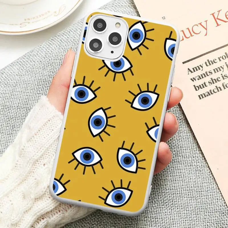 

Evil Eye Illustrations Phone Case Candy Color for iPhone 6 6S 7 8 11 12 XS X SE 2020 XR mini pro Plus MAX funda