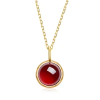 ly 925 sterling silver natural garnet 9k gold korean style elegant trendy fashion retro necklace for women fine jewelry